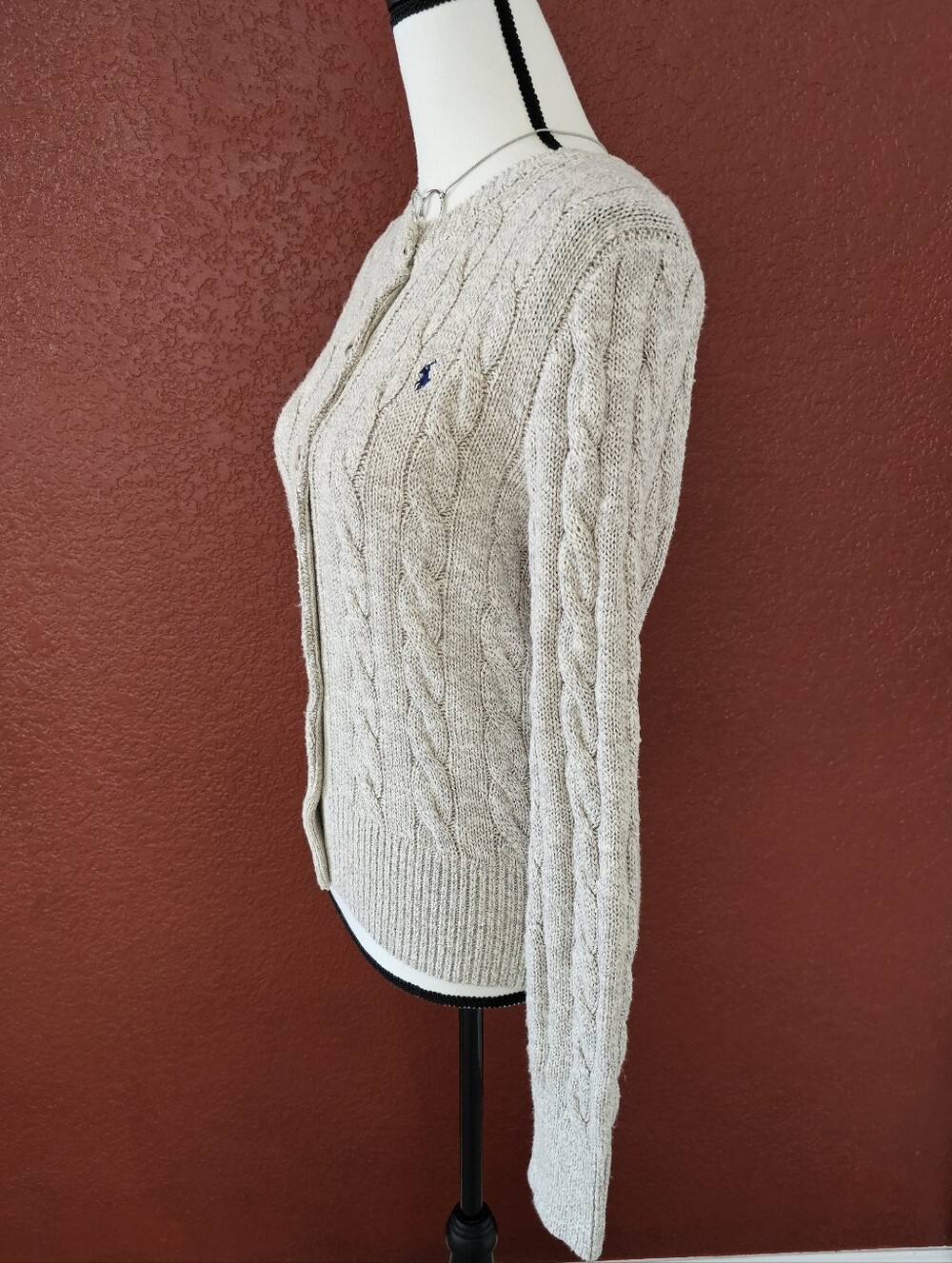 Polo by Ralph Lauren Cream Cable-Knit Button Cardigan Sweater - Picture 2 of 8